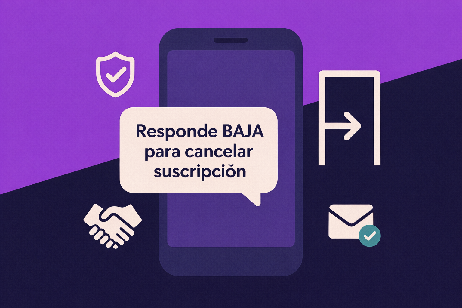 Un elemento telefónico con un mensaje de cancelación de suscripción por SMS que dice "Responda STOP para cancelar la suscripción".