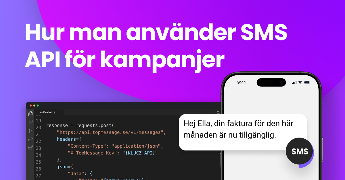 Illustration av ett SMS-papper som kommer ut ur ett kuvert med en glödlampa, som symboliserar hur man använder SMS API för marknadsföringsidéer