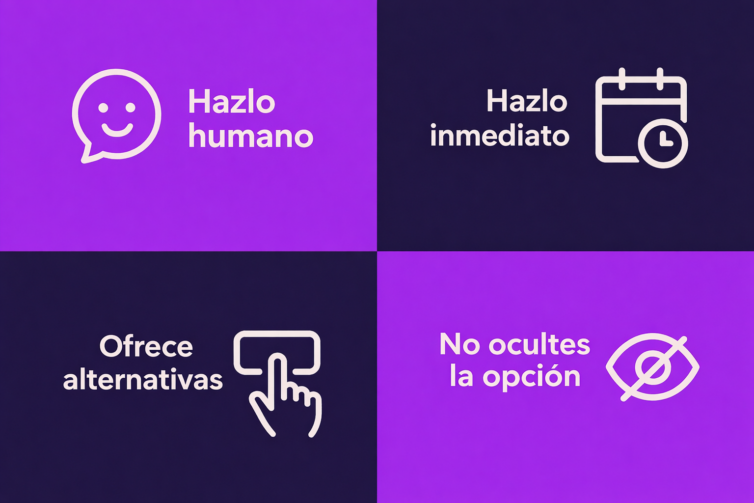 Una representación visual que muestra 4 enfoques para los mensajes de exclusión voluntaria que mantienen a los usuarios interesados.