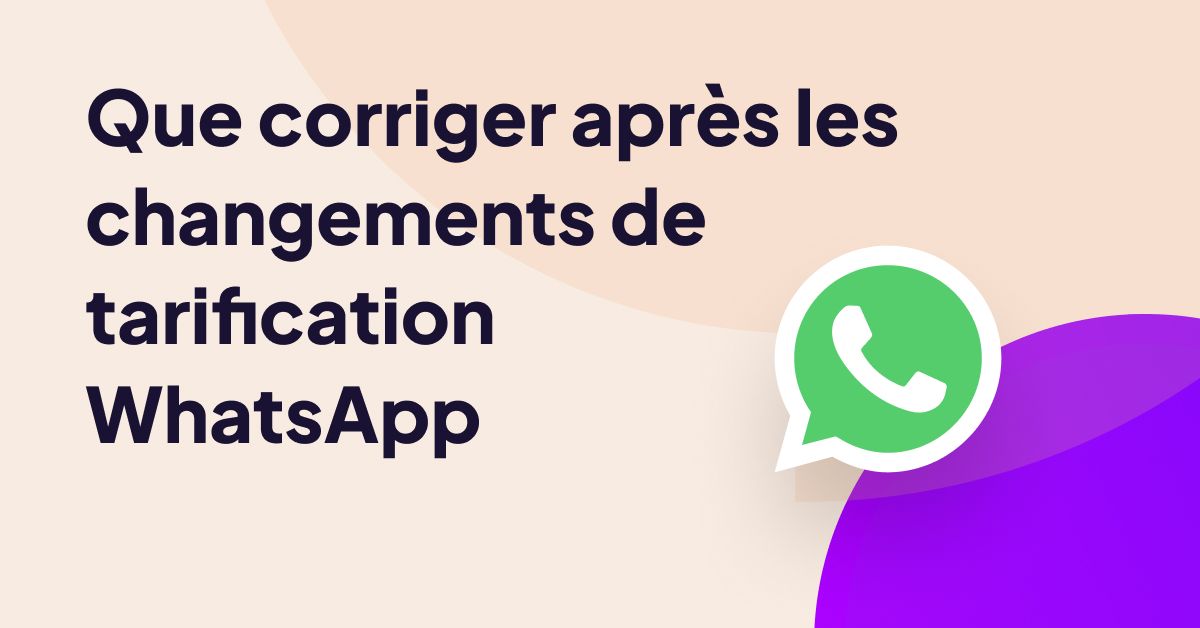Graphique illustrant les mises à jour de stratégie commerciale pour les changements de tarification WhatsApp, avec le logo WhatsApp et un texte titre en gras.