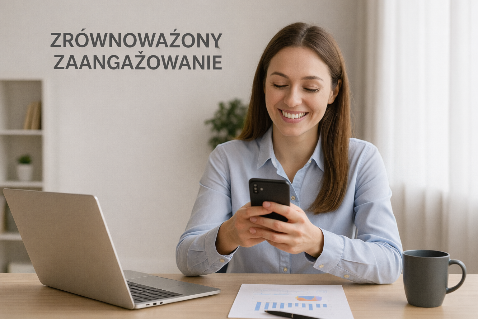 Zadowolony klient czytający wiadomości telefoniczne i uśmiechający się