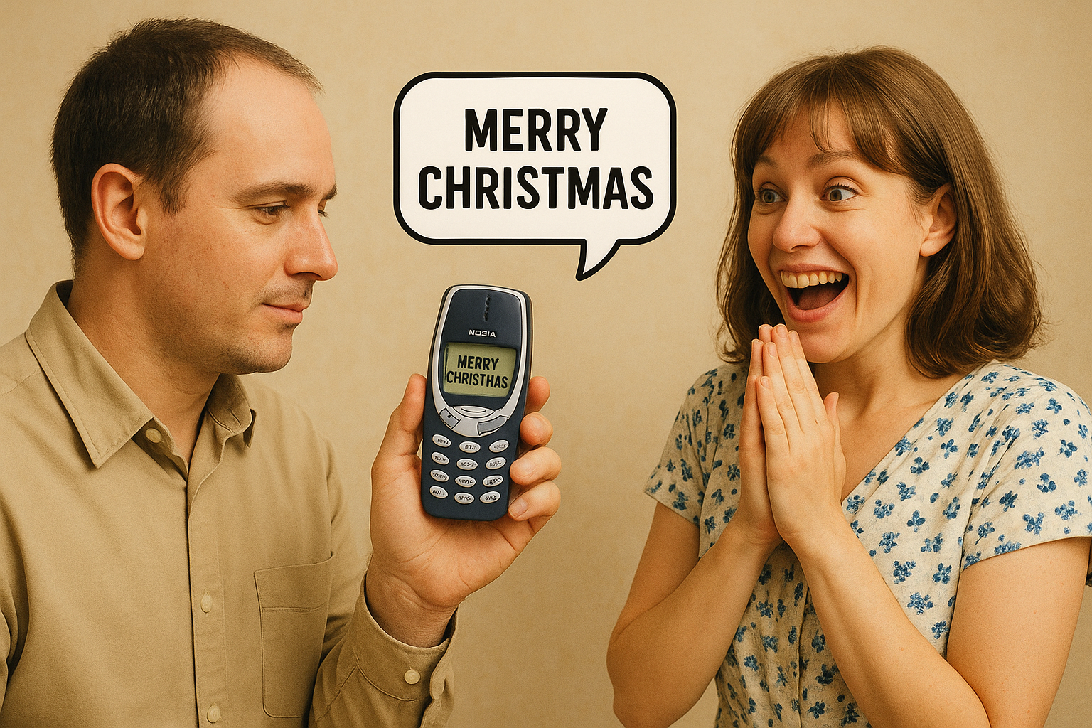 Image of an old phone texting. A man using an old phone to send the very first text message