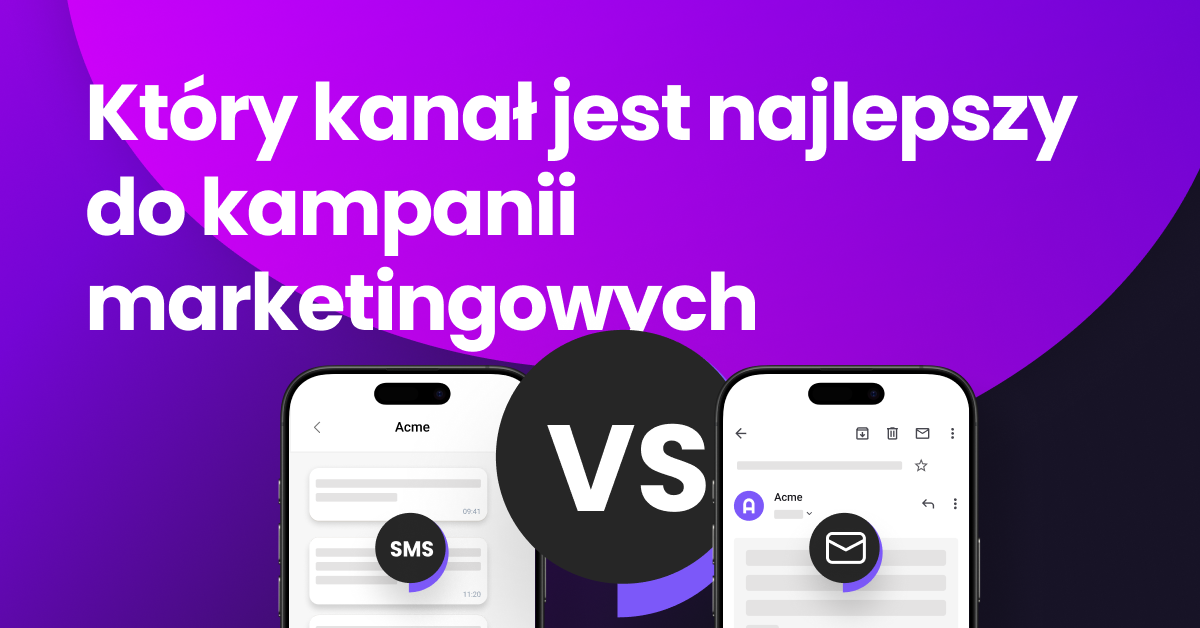 Wizualizacja w stylu „versus” porównująca elementy wiadomości SMS i e-mail w kampaniach marketingowych.