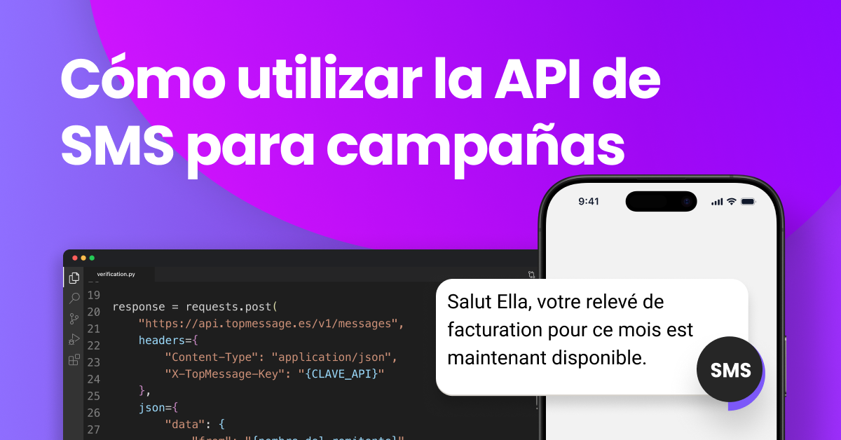Ilustración de un SMS en papel que emerge de un sobre con una bombilla, que representa cómo usar la API de SMS para ideas de marketing.