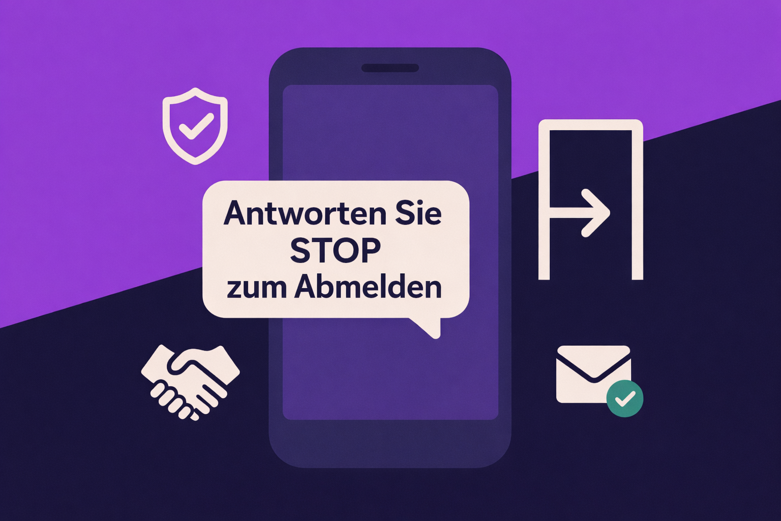 Ein Telefonelement mit einer angezeigten SMS-Opt-out-Nachricht: „Antworten Sie STOP zum Abmelden“