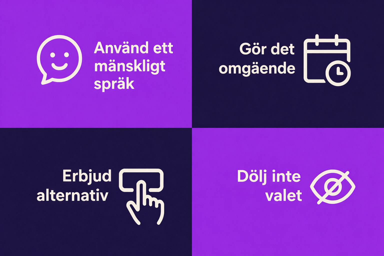 En visuell presentation som visar fyra sätt att välja bort meddelanden som håller användarna engagerade.