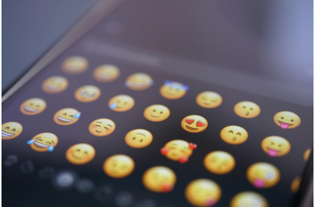 Emojis on a phone keyboard.