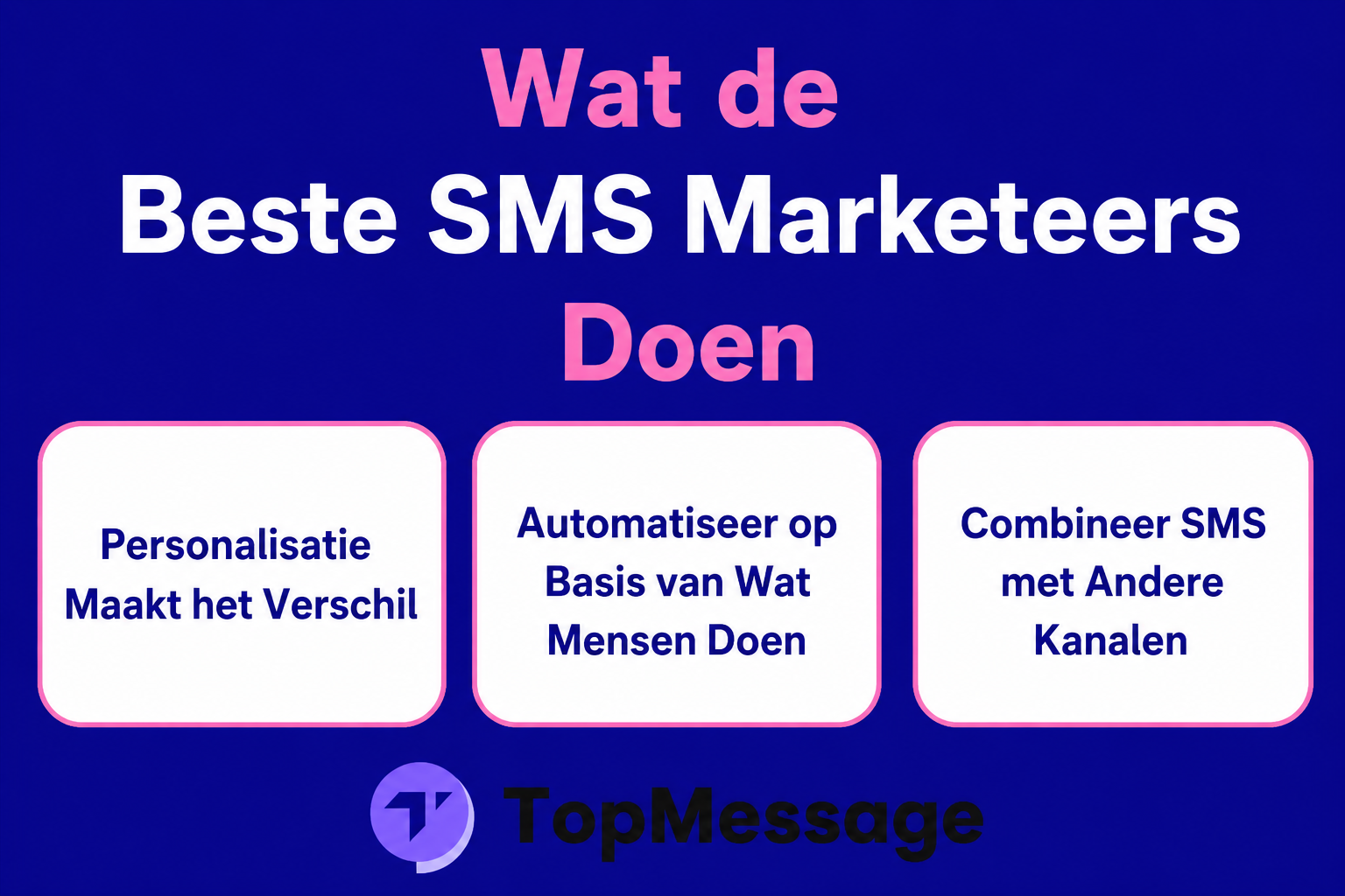 Visualisatie met best practices voor sms-marketing voor kleine bedrijven, inclusief personalisatie, automatisering en kanaalintegratie door TopMessage.