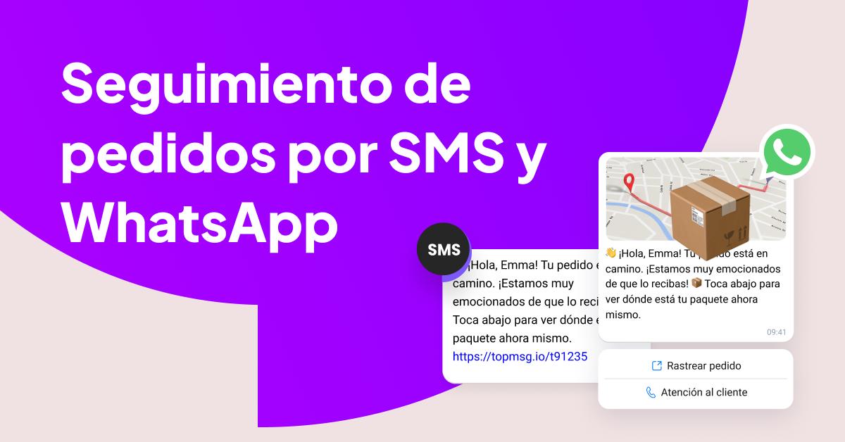 Seguimiento de pedidos vía SMS y WhatsApp para actualizaciones de entrega en tiempo real y notificaciones al cliente.