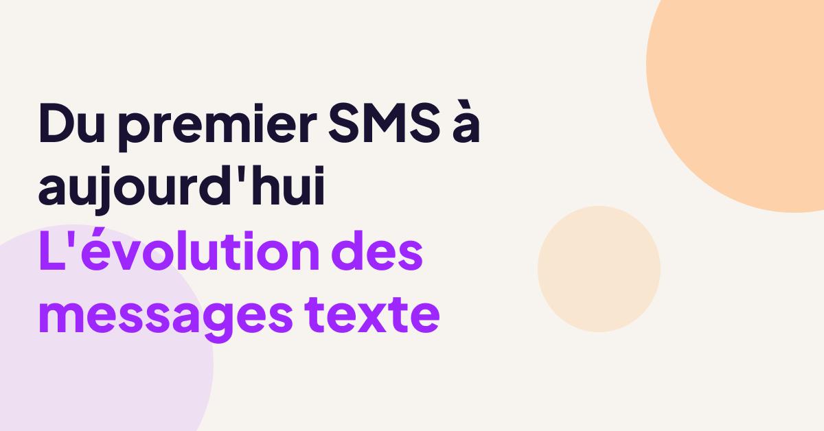 Illustration avec le texte « Du premier SMS à aujourd’hui : l’évolution des messages texte » sur un fond abstrait moderne.