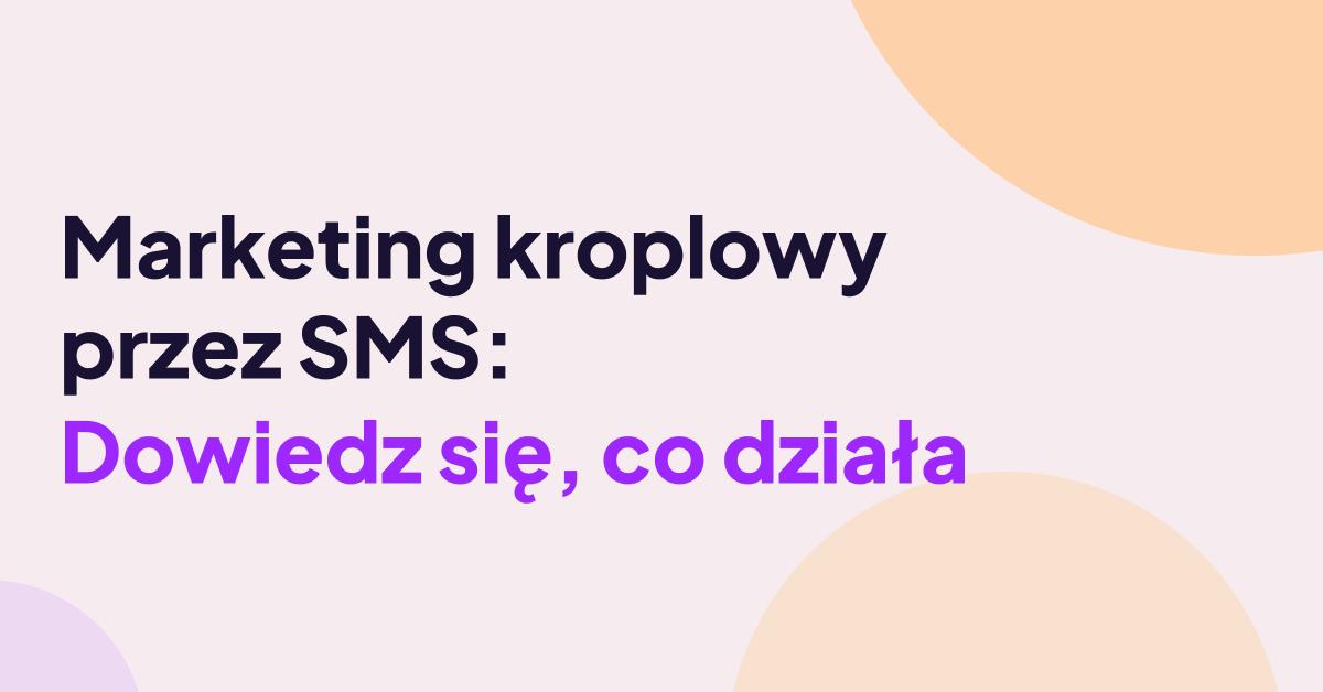 Grafika kampanii marketingowej SMS z nowoczesną fioletową typografią na pastelowym tle.