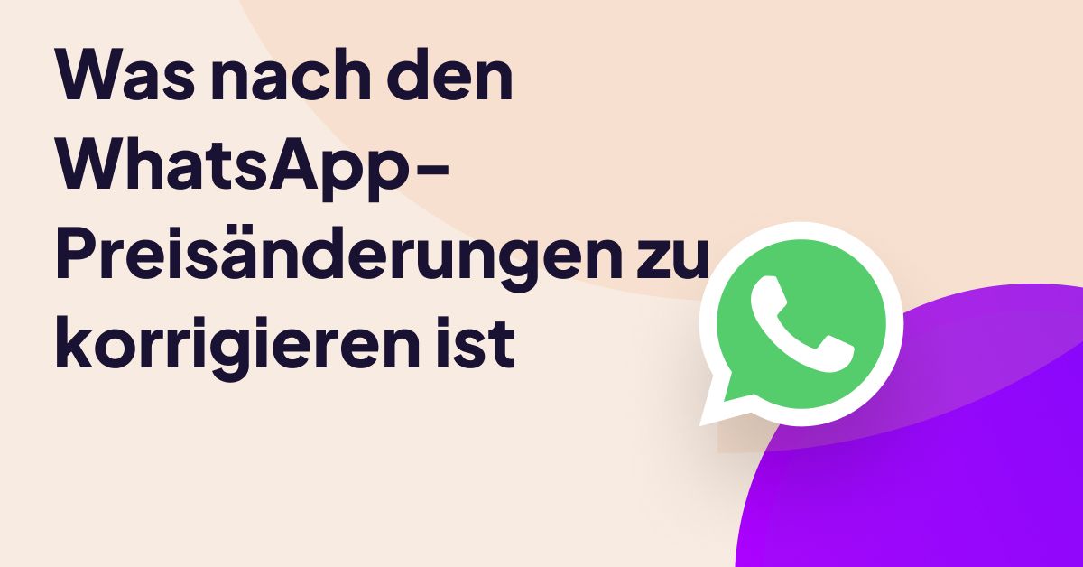 Grafik zur Veranschaulichung von Geschäftsstrategie-Updates für WhatsApp-Preisänderungen, die das WhatsApp-Logo und fetten Überschriftentext zeigt.