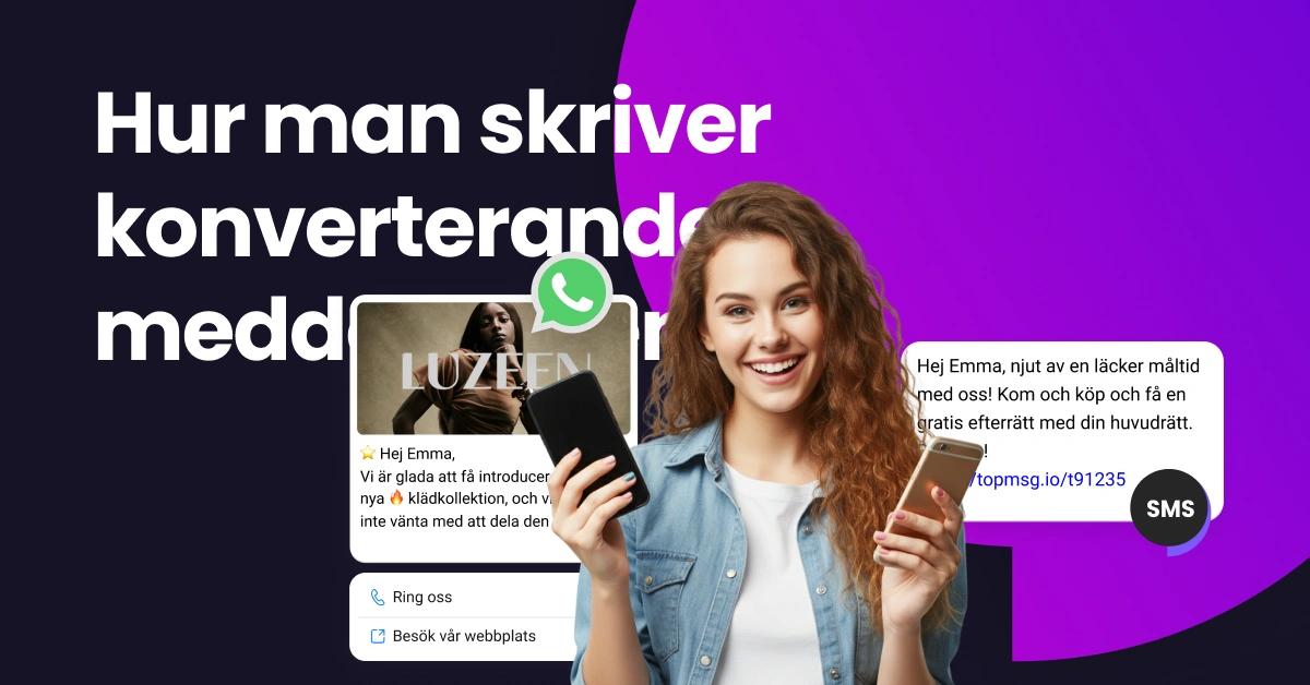 A girl holding 2 mobile phones, smiling because she got 2 brilliant marketing messages at the same time