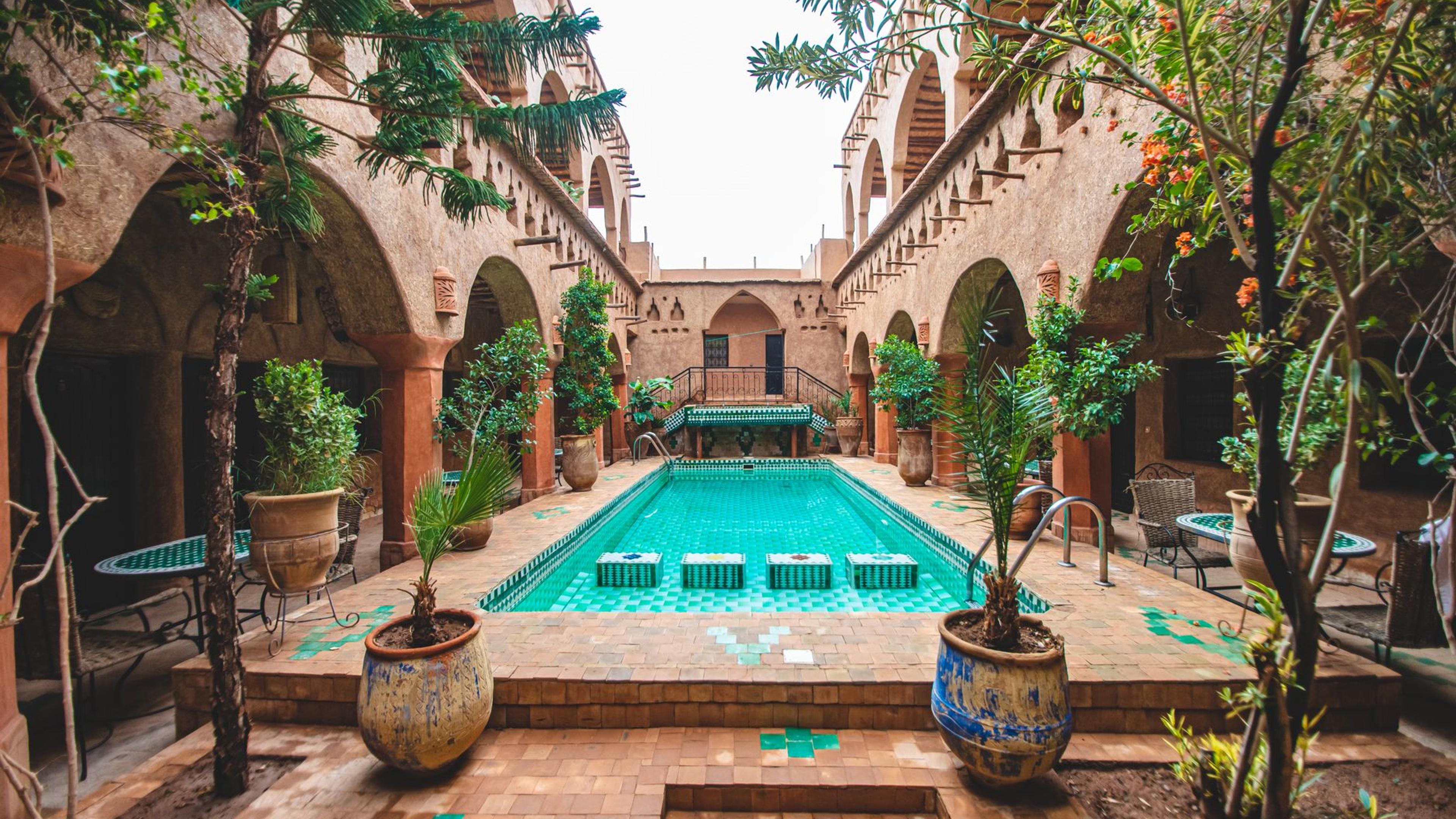 A riad courtyard in Morocco