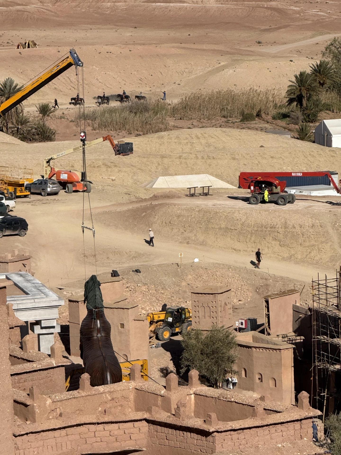 Set construction near Aït Benhaddou for The Odyssey production