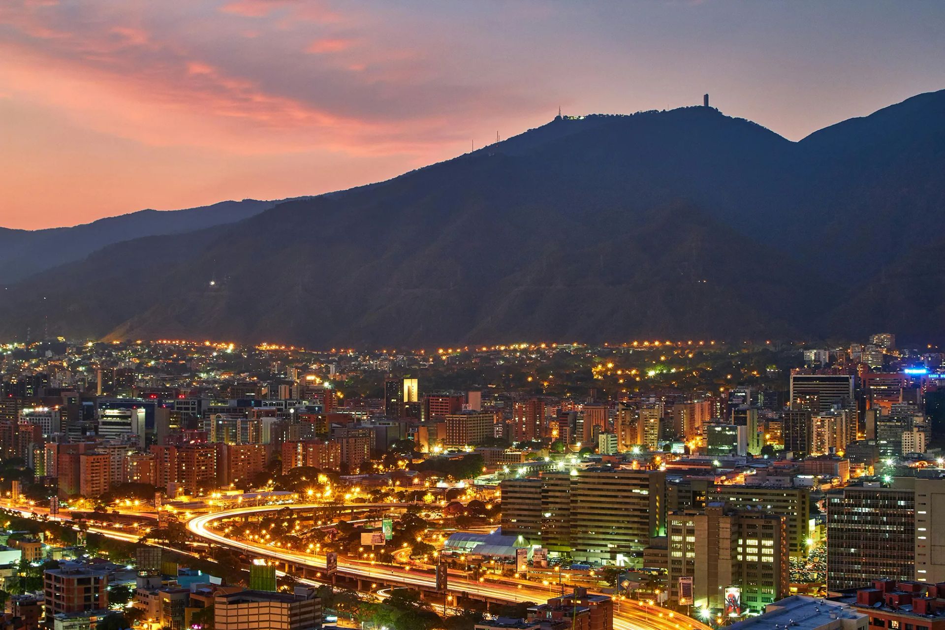 Caracas cityscape at dusk