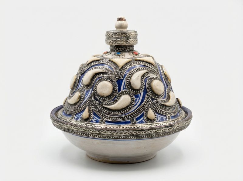 The Mogador Silver & Bone Inlay Decorative Tagine