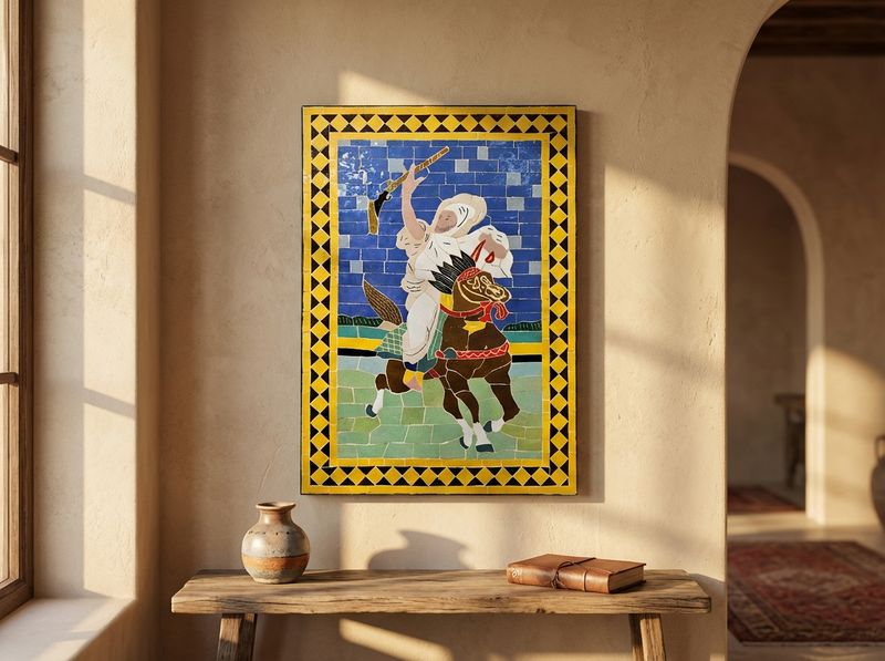 The Fantasia Cavalier: Zellige Mosaic Wall Panel detail