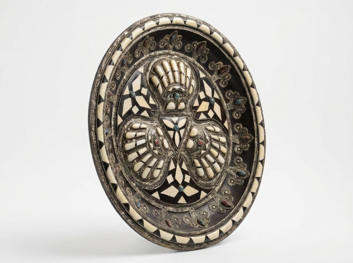 The Mogador Mosaic: Bone & Silver Inlay Wall Charger view 3