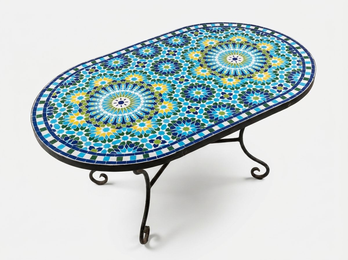 The Azure Fez Oval Zellige Table view 2