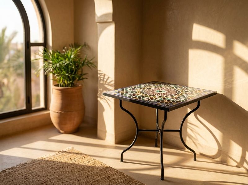 The Fes Starburst Zellige Mosaic Table detail