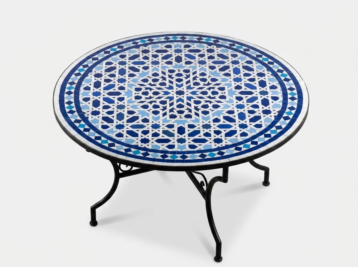The Chefchaouen Azure Star Zellige Tabletop view 2
