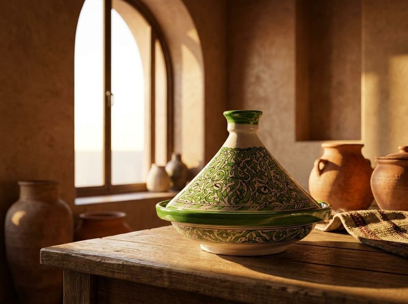 The 'Jardin de Fes' Emerald Serving Tagine detail