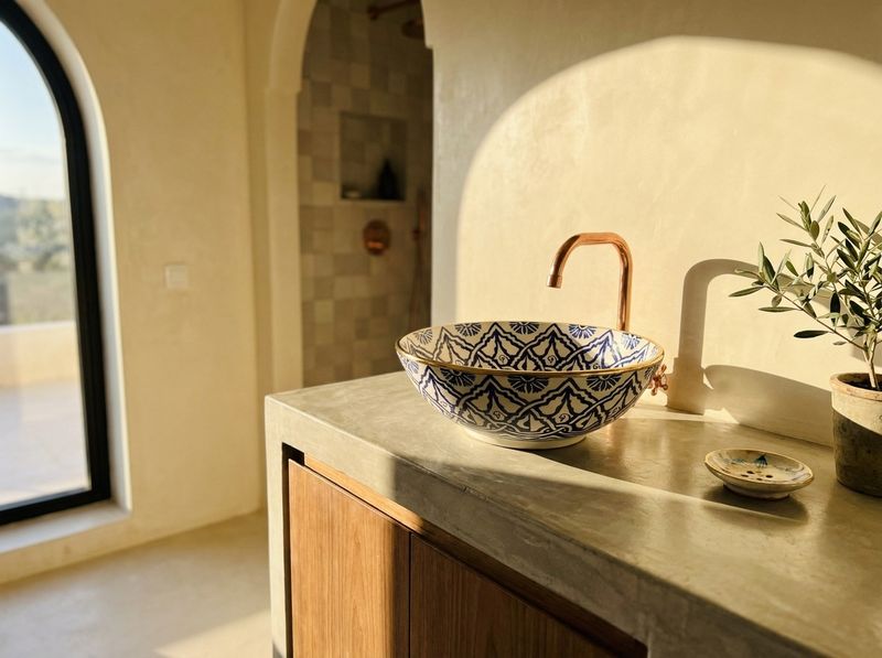 Azure Star of Fes Ceramic Vessel Sink detail