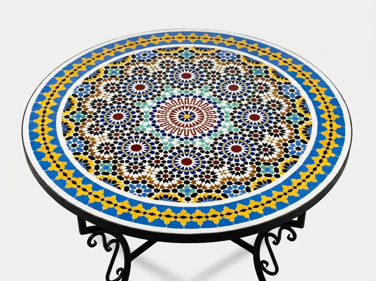 "Soleil Bleu" Zellige Mosaic Tabletop view 2