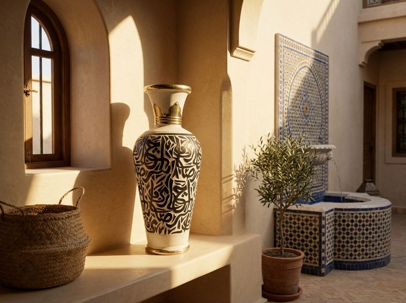 The 'Khatt' Monochrome Calligraphy Floor Vase detail