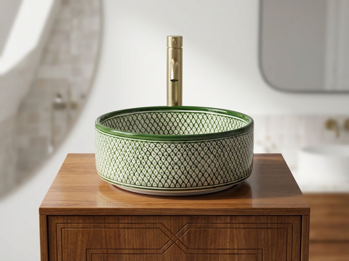 Fes Emerald Mosaic Vessel Sink view 2