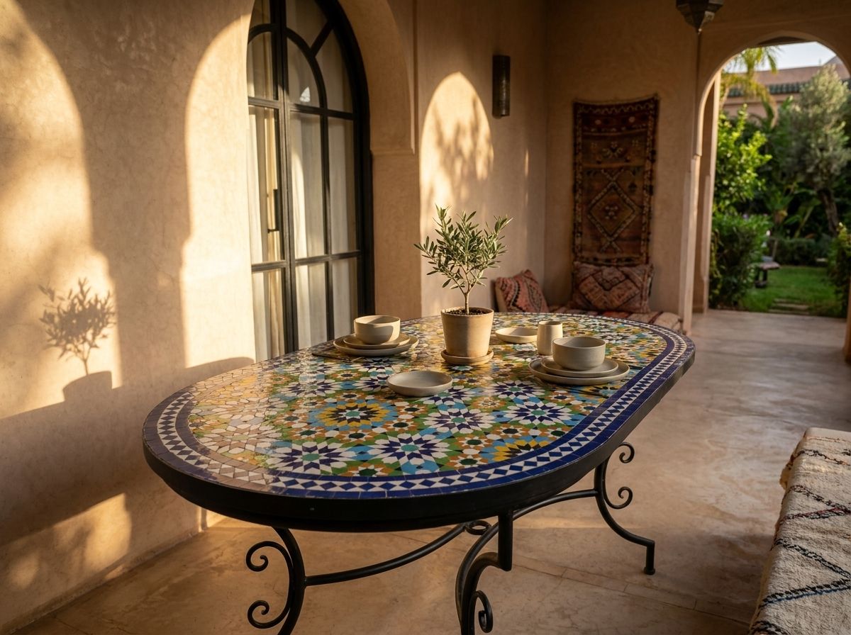The Andalusian Star Oval Zellige Table Top view 3