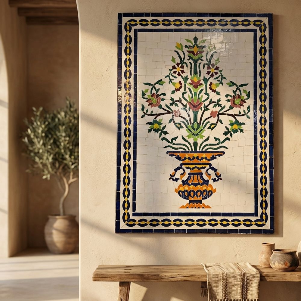 Jardin de Fes: Zellige Floral Vase Panel