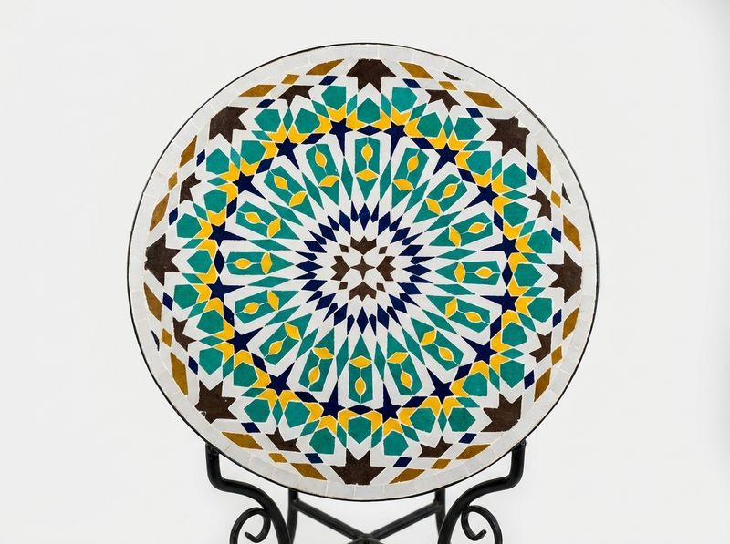 The 'Zahra' Turquoise & Ochre Radiance Zellige Table Top