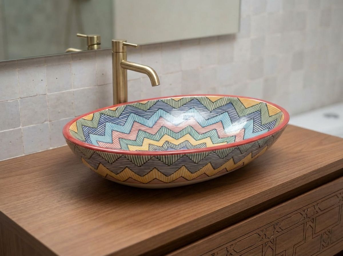 The Atlas Starburst Oval Ceramic Vessel Sink view 2