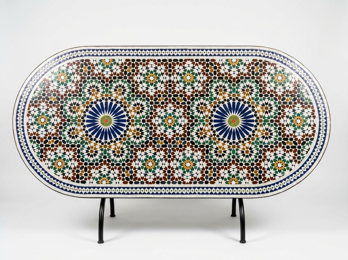 The Fes Andalusian Oval Zellige Dining Table main view