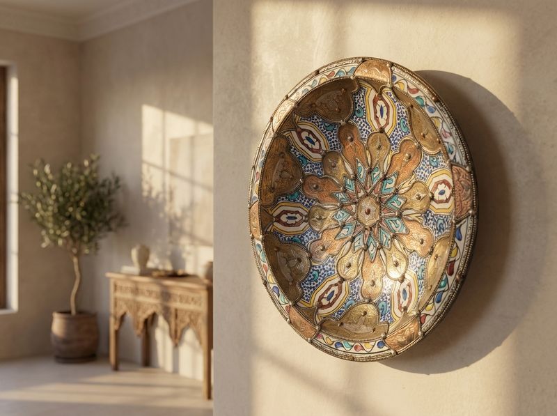 The 'Andalusian Star' Copper-Clad Ceramic Charger detail