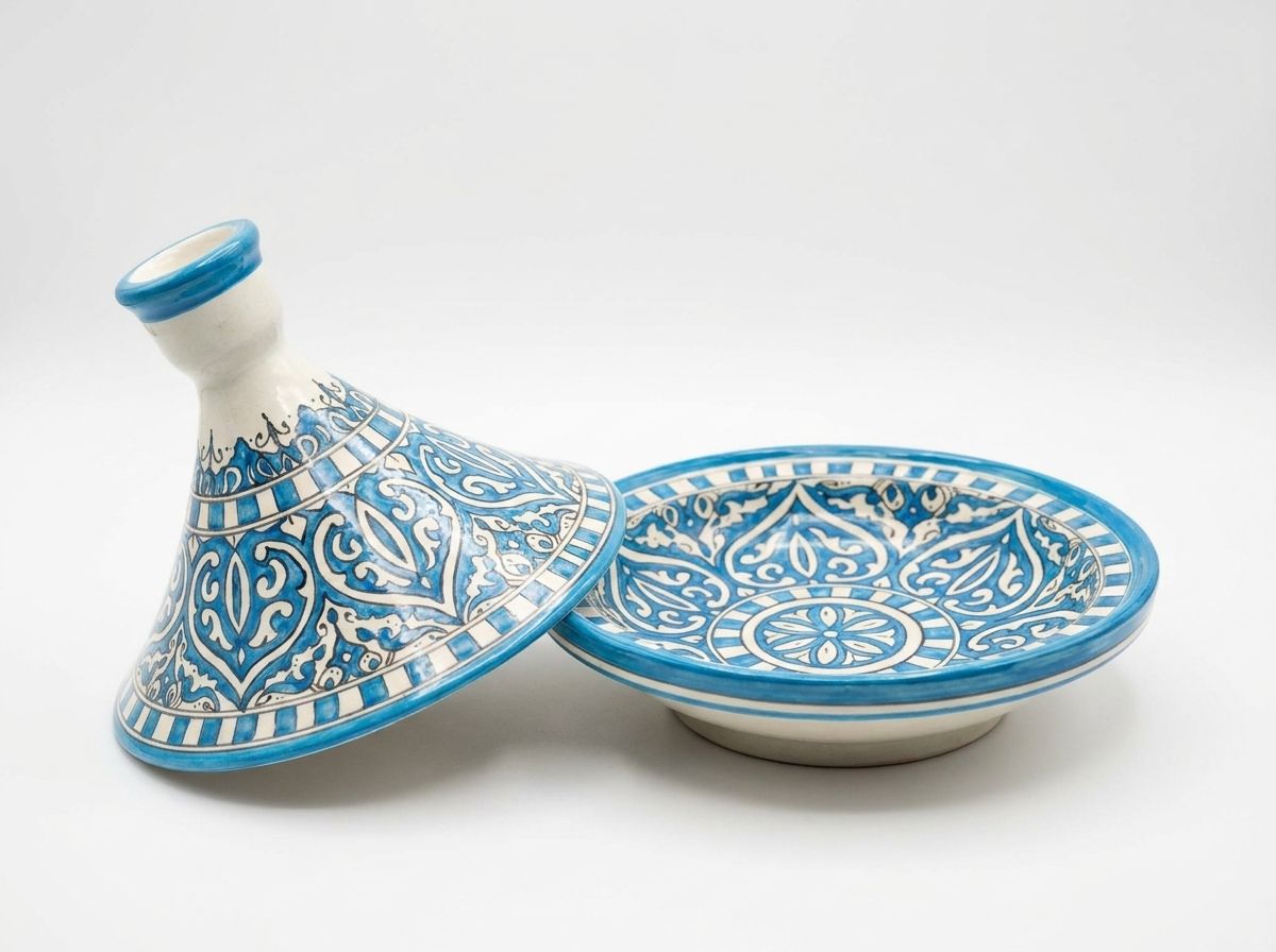 The Azure Fez: Hand-Painted Ceramic Serving Tagine main view