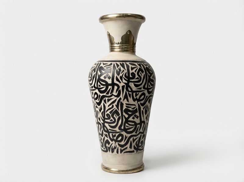 The 'Khatt' Monochrome Calligraphy Floor Vase