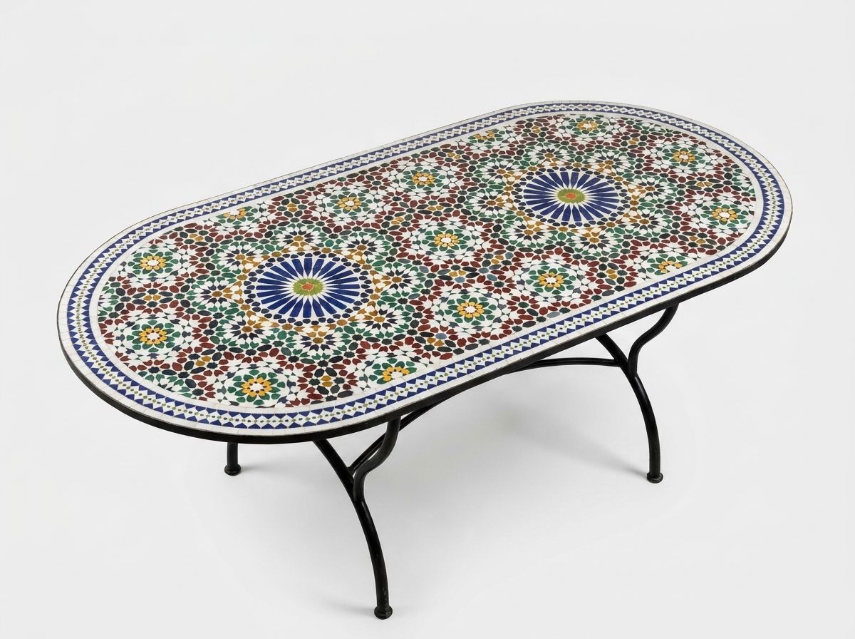 The Fes Andalusian Oval Zellige Dining Table view 2