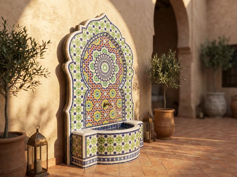 The Emerald Star of Fes Zellij Fountain detail
