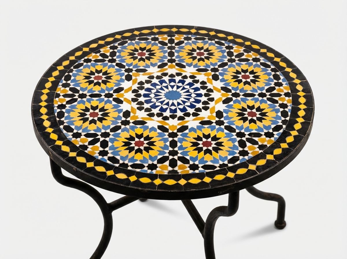 The Zahra Zellige Mosaic Table - Fes Yellow & Blue Star view 3