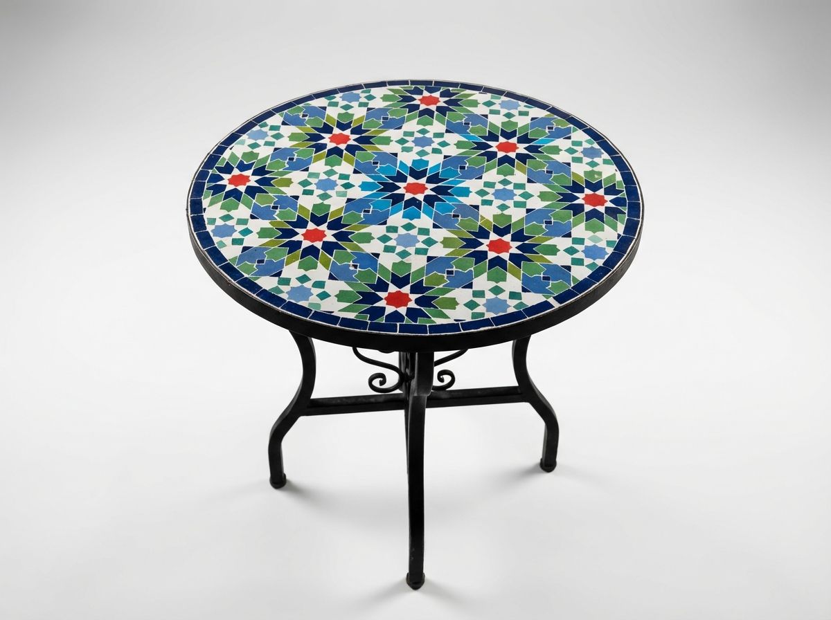 The Fes 'Khatam' Azure & Emerald Zellige Table view 3