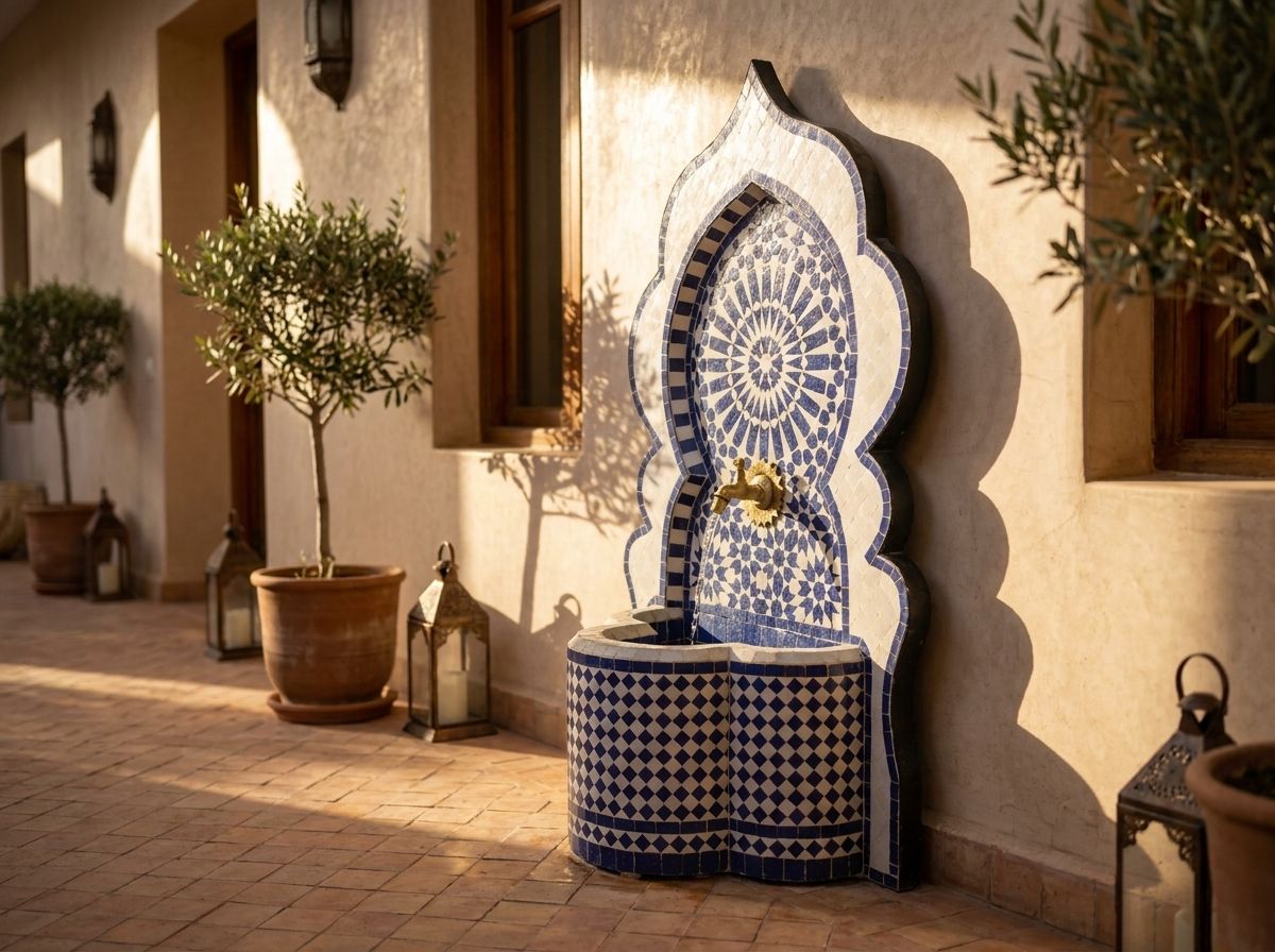 The Azure Oasis Zellij Wall Fountain view 3