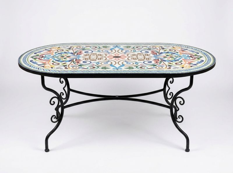 The Andalusian Arabesque Oval Zellige Table