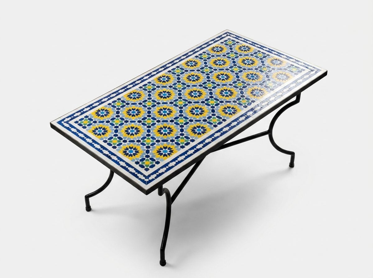 Fez Soleil Geometric Zellige Dining Table view 2