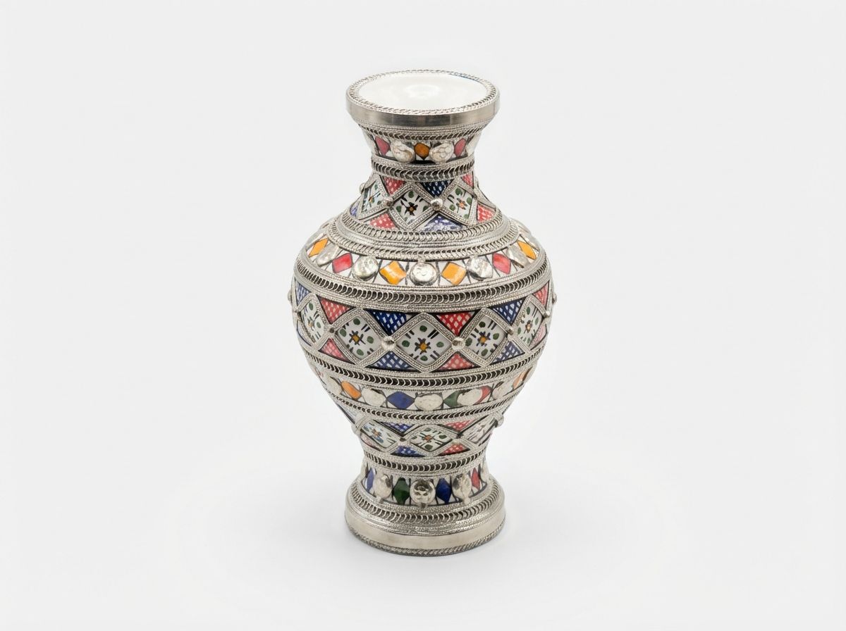 The Safi Silver & Enamel Filigree Vase view 3