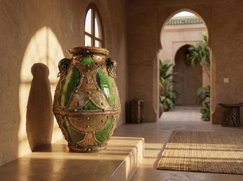 The Andalusian Emerald & Copper Urn detail