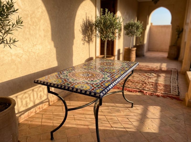 The 'Zahra' Twin Star Zellige Console Top detail