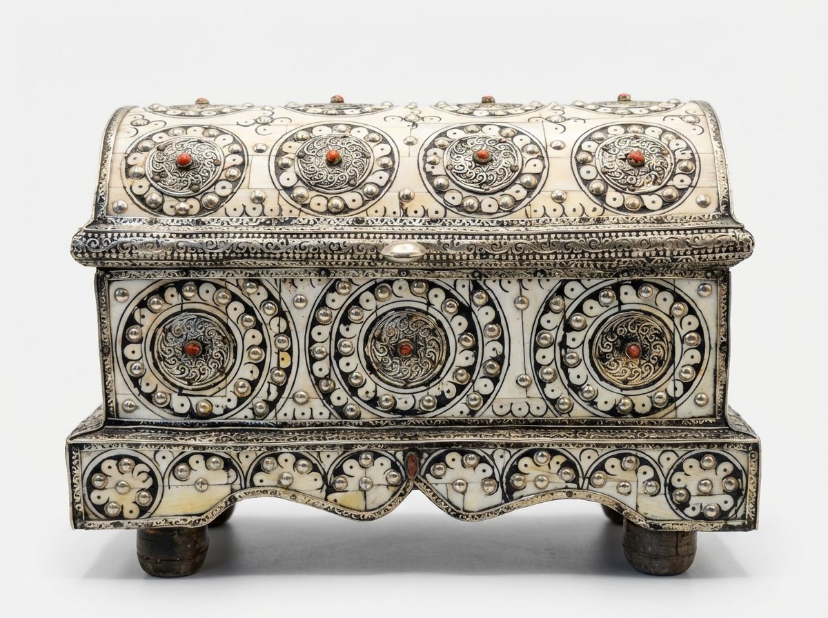 The Marrakech Royal Camel Bone & Silver Inlay Chest view 2
